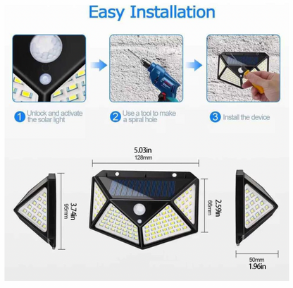 Pack 4 Aplique Triangular 100 Led Solar